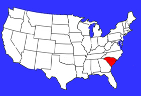 USA map showing location of SC